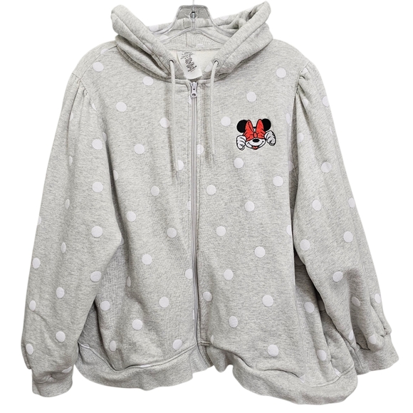 Nwot Disney Gray/White Polka Dot Zip Front Longsleeve Minnie Mouse   Hoodie - Picture 17 of 17